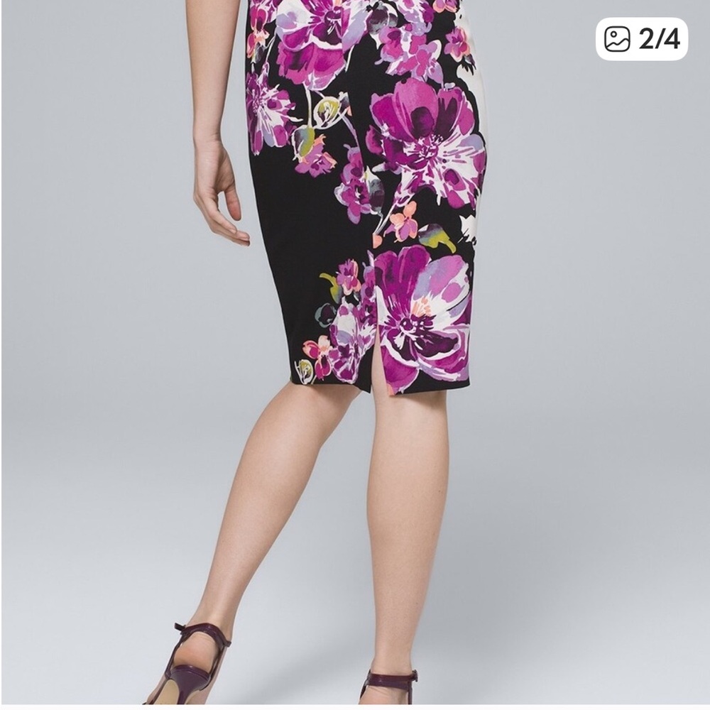 White House Black Market Floral Pencil Skirt  Size 0 NEW - Picture 2 of 6